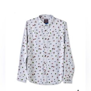 Kavu Sasquatch Camping PNW print, casual button down